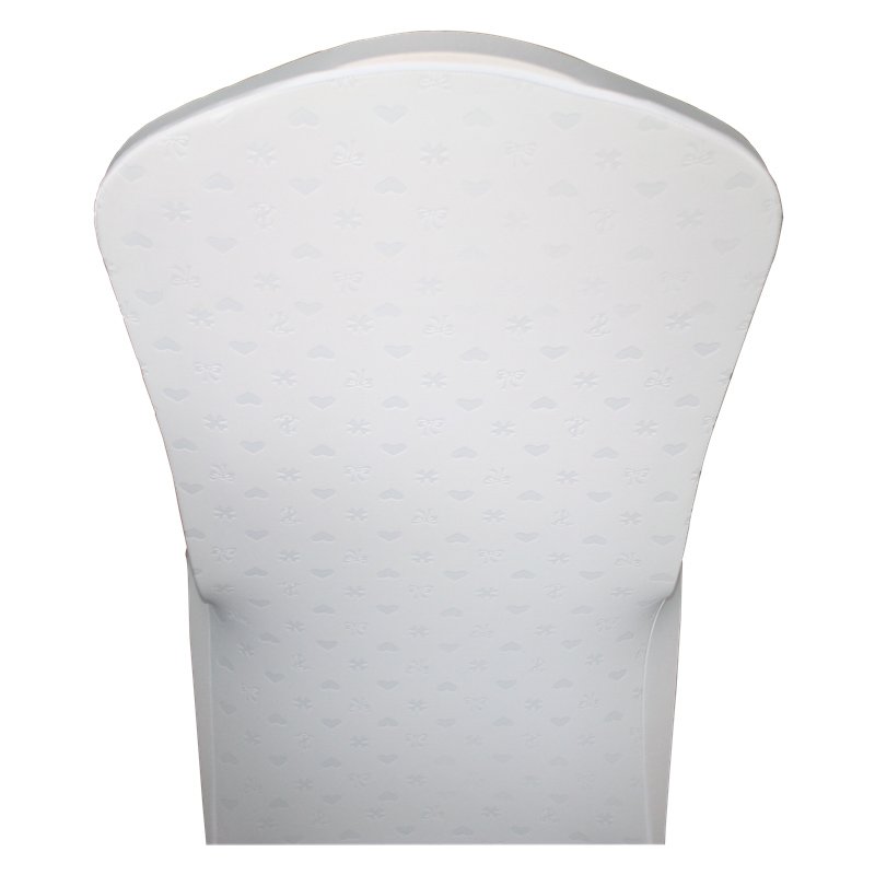 Wholesale customized back boss 1-banquet white spandex chair cover with bowknot printing
