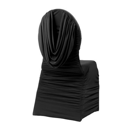 Black Swag Back Ruched Spandex Banquet Chair Cover factory