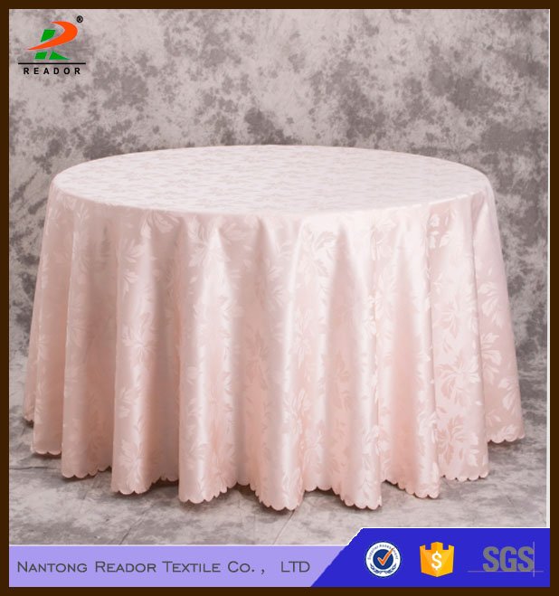 Pink Round Linen Jacquard Banquet Tablecloth Factory Buy Tablecloth