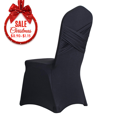 Wholesale cheap black ruched spandex polyester chair cover wedding decoration