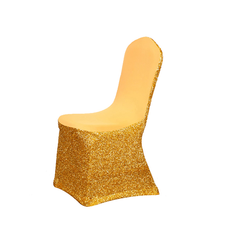Glitter stretch gold sequin spandex/lycra/stretch banquet chair covers for wedding receptions
