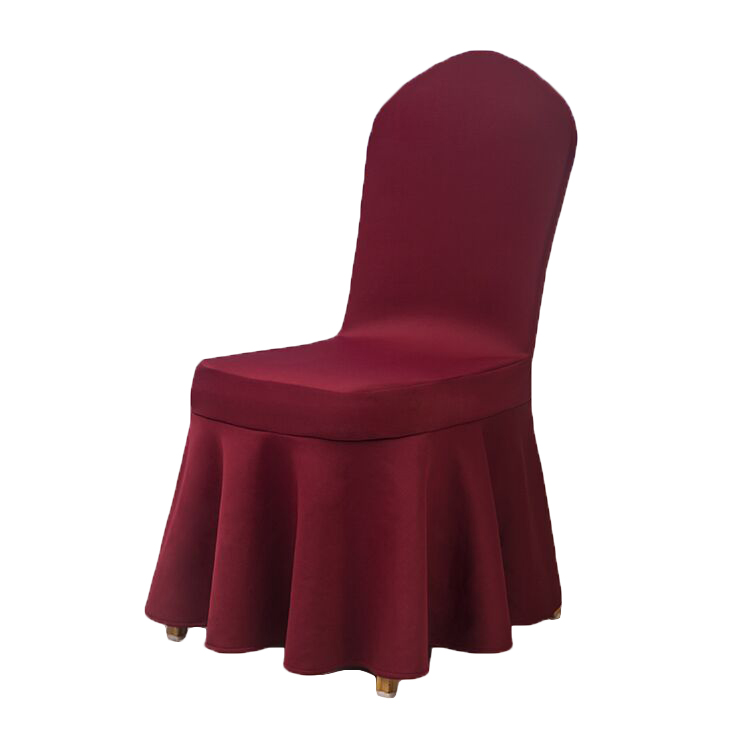 Wholesale polyester spandex ruffled white chair covers for weddings party with skirt 