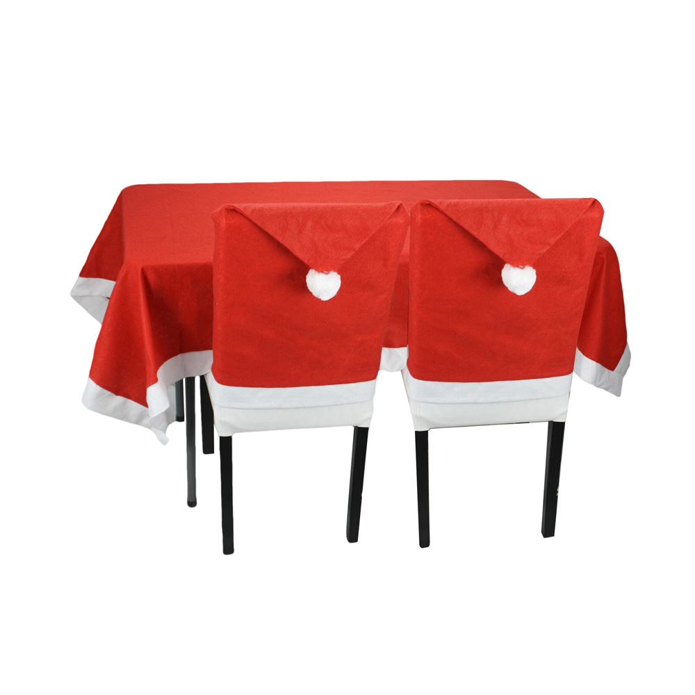 Red Polyester Chair Back Decoration Dining Chair Cover Christmas Chair Covers