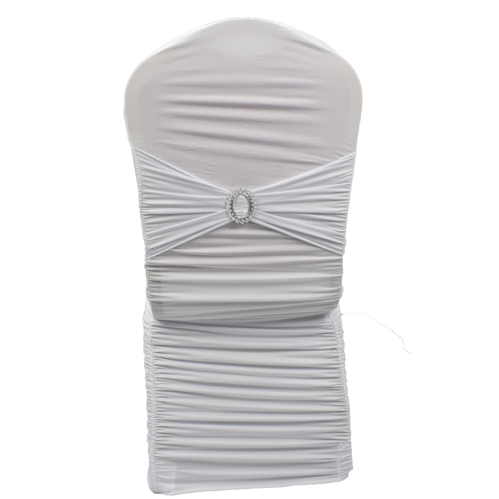 White Color Polyester Stretch Ruched Spandex Chair Covers,Modern Thickening Stretchy Slipcover for Wedding Banquet Anniversary Party Home Decoration
