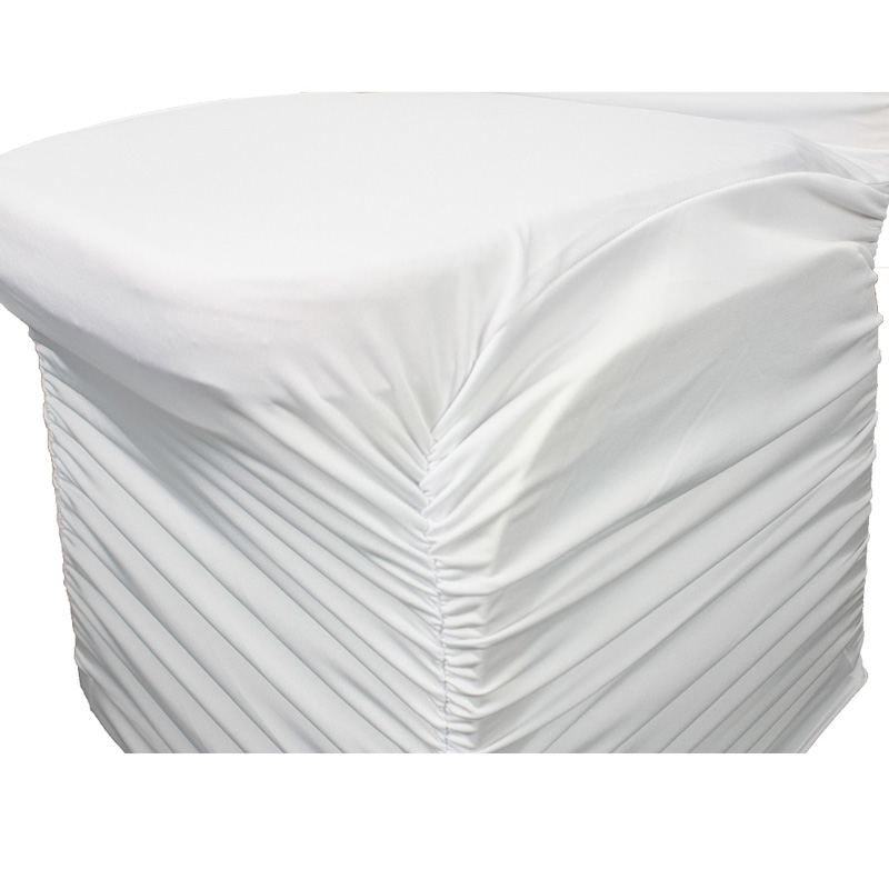Cheap stretch ruffled swag valance spandex slipcovers chair covers for wedding events banquet 