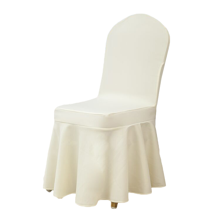 Wholesale polyester spandex ruffled white chair covers for weddings party with skirt 
