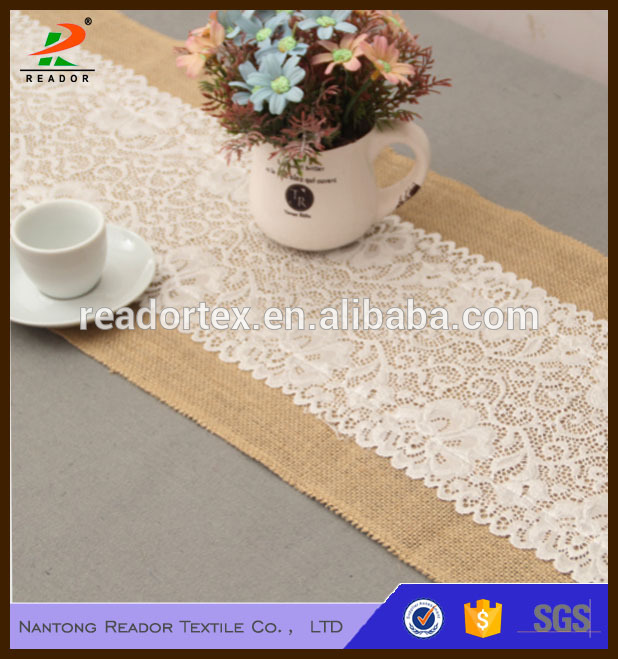 30x180cm Luxury Burlap And Lace Table Runner Wedding Decoration Modern Jute Lace Table Runners Vintage Tablecloth Home Textile
