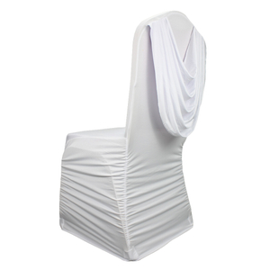 Cheap stretch ruffled swag valance spandex slipcovers chair covers for wedding events banquet 