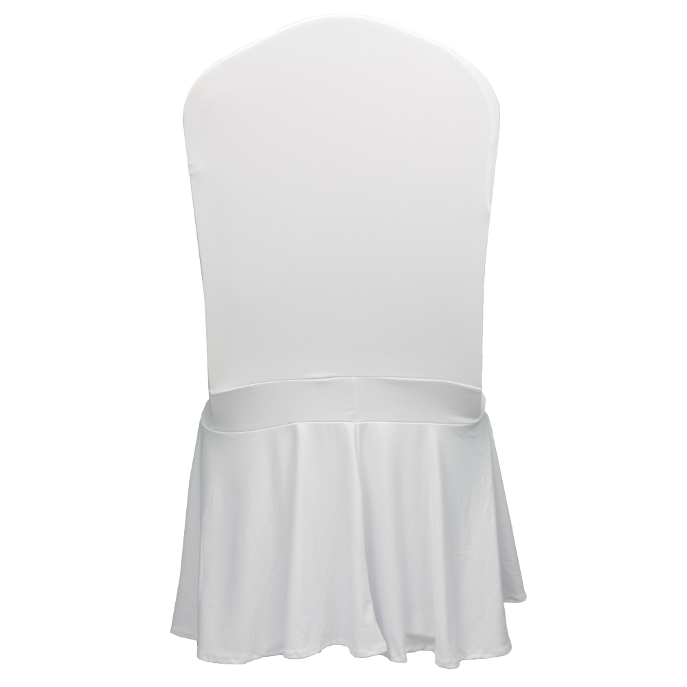 Wholesale polyester white stretch spandex ruffled banquet